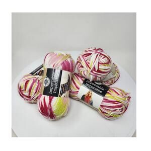 4 Skein Impeccable Yarn by Loops & Threads Pink Yellow 3.5 oz 192 Y 100% Acrylic